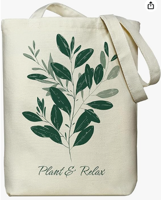 Women's canvas tote bag, with a zipper inside pocket, canvas bag with zipper, suitable for daily shopping, work and grocery items.