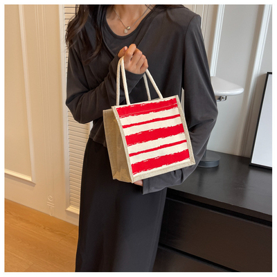 TOTE BAG CANVAS BAG CANVAS GIRL नई मुद्रित TOTE INS पोर्टेबल बेंटो लंच बॉक्स काम