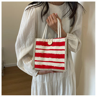 TOTE BAG CANVAS BAG CANVAS GIRL नई मुद्रित TOTE INS पोर्टेबल बेंटो लंच बॉक्स काम