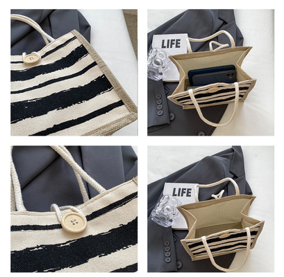 TOTE BAG CANVAS BAG CANVAS GIRL नई मुद्रित TOTE INS पोर्टेबल बेंटो लंच बॉक्स काम
