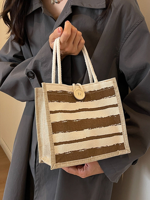 TOTE BAG CANVAS BAG CANVAS GIRL नई मुद्रित TOTE INS पोर्टेबल बेंटो लंच बॉक्स काम