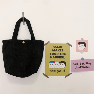 ARTSY CORDUROY BAG Casual PORTABLE MINI LADYS क्लच बैग विंटेज कपड़े बैग बेंटो बैग