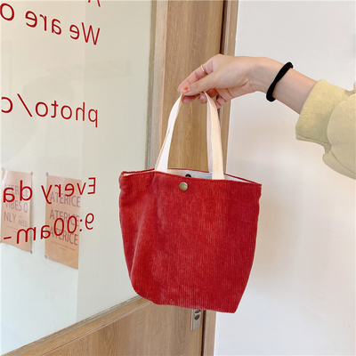 ARTSY CORDUROY BAG Casual PORTABLE MINI LADYS क्लच बैग विंटेज कपड़े बैग बेंटो बैग