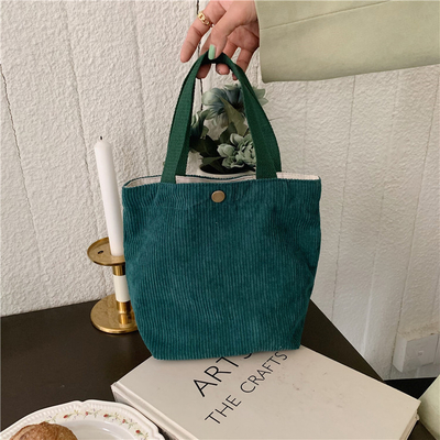 ARTSY CORDUROY BAG Casual PORTABLE MINI LADYS क्लच बैग विंटेज कपड़े बैग बेंटो बैग
