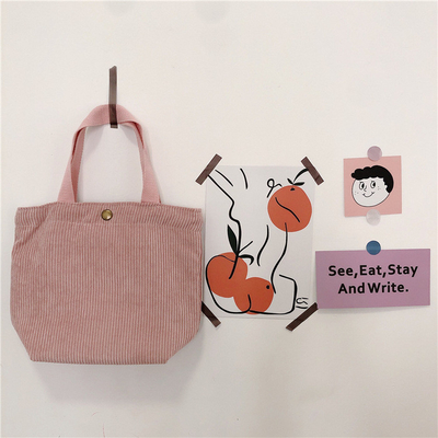 ARTSY CORDUROY BAG Casual PORTABLE MINI LADYS क्लच बैग विंटेज कपड़े बैग बेंटो बैग