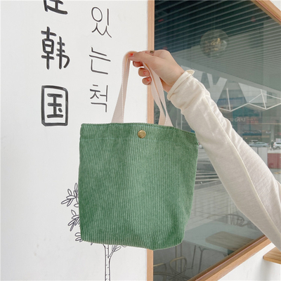 ARTSY CORDUROY BAG Casual PORTABLE MINI LADYS क्लच बैग विंटेज कपड़े बैग बेंटो बैग
