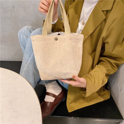 ARTSY CORDUROY BAG Casual PORTABLE MINI LADYS क्लच बैग विंटेज कपड़े बैग बेंटो बैग