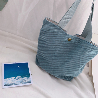 ARTSY CORDUROY BAG Casual PORTABLE MINI LADYS क्लच बैग विंटेज कपड़े बैग बेंटो बैग