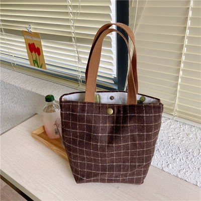 ARTSY CORDUROY BAG Casual PORTABLE MINI LADYS क्लच बैग विंटेज कपड़े बैग बेंटो बैग