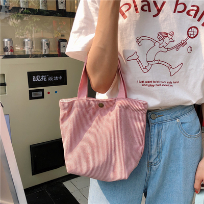 ARTSY CORDUROY BAG Casual PORTABLE MINI LADYS क्लच बैग विंटेज कपड़े बैग बेंटो बैग