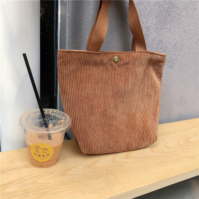 ARTSY CORDUROY BAG Casual PORTABLE MINI LADYS क्लच बैग विंटेज कपड़े बैग बेंटो बैग
