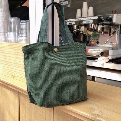 ARTSY CORDUROY BAG Casual PORTABLE MINI LADYS क्लच बैग विंटेज कपड़े बैग बेंटो बैग