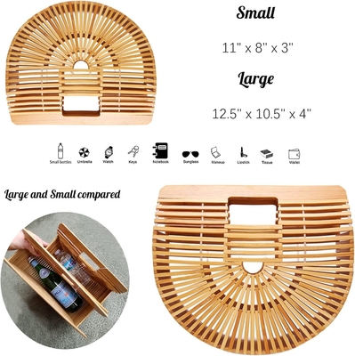 MIUCO WOMEN'S BAMBOO HANDBAG हस्तनिर्मित बड़े टोटे बैग स्ट्रॉ समुद्र तट बैग समुद्र तट पर्स