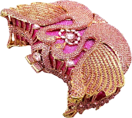 BOUTIQUE DE FGG WOMEN SWAN CLUTCH क्रिस्टल शाम के बैग शादी की पार्टी रात का खाना LADY RINESTONE MINAUDIERE हैंडबैग