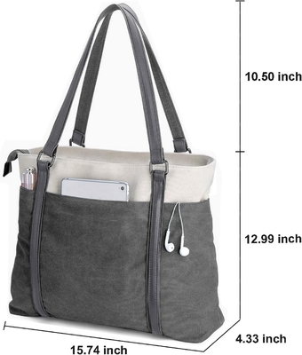 महिलाओं के लैपटॉप TOTE बैग काम के लिए हल्के वजन SPLICE कैनवास 15.6 इंच हैंडबैग बैग
