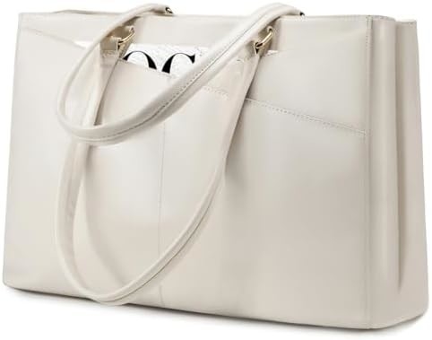 लैपटॉप TOTE BAG FOR WOMEN 15.6 INCH WATERPRUEF LEATHER कंप्यूटर बैग बिजनेस ऑफिस वर्क ब्रीफकेस ब्लैक