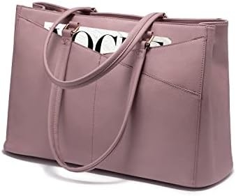 लैपटॉप TOTE BAG FOR WOMEN 15.6 INCH WATERPRUEF LEATHER कंप्यूटर बैग बिजनेस ऑफिस वर्क ब्रीफकेस ब्लैक