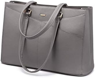 लैपटॉप TOTE BAG FOR WOMEN 15.6 INCH WATERPRUEF LEATHER कंप्यूटर बैग बिजनेस ऑफिस वर्क ब्रीफकेस ब्लैक