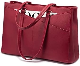 लैपटॉप TOTE BAG FOR WOMEN 15.6 INCH WATERPRUEF LEATHER कंप्यूटर बैग बिजनेस ऑफिस वर्क ब्रीफकेस ब्लैक
