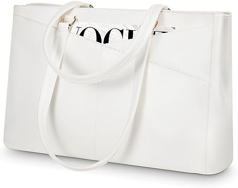 लैपटॉप TOTE BAG FOR WOMEN 15.6 INCH WATERPRUEF LEATHER कंप्यूटर बैग बिजनेस ऑफिस वर्क ब्रीफकेस ब्लैक