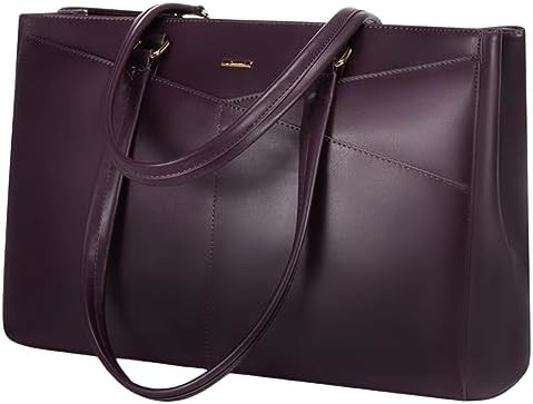 लैपटॉप TOTE BAG FOR WOMEN 15.6 INCH WATERPRUEF LEATHER कंप्यूटर बैग बिजनेस ऑफिस वर्क ब्रीफकेस ब्लैक