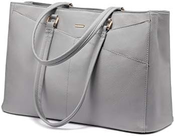 लैपटॉप TOTE BAG FOR WOMEN 15.6 INCH WATERPRUEF LEATHER कंप्यूटर बैग बिजनेस ऑफिस वर्क ब्रीफकेस ब्लैक
