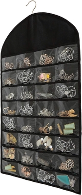 FORAINEAM 3 PACK HANGING JEWELRY ORGANIZER 32 जेब 18 हुक और लूप हार धारक बालियां कंगन रिंग डिस्प्ले