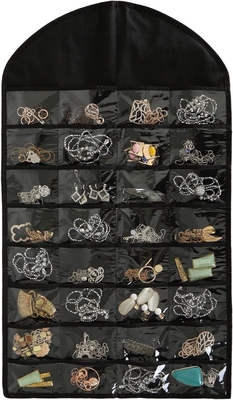 FORAINEAM 3 PACK HANGING JEWELRY ORGANIZER 32 जेब 18 हुक और लूप हार धारक बालियां कंगन रिंग डिस्प्ले