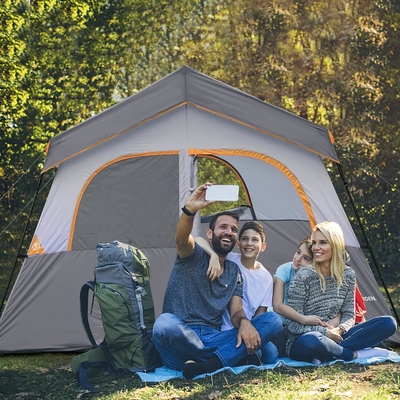 HIKERGARDEN 6 व्यक्ति शिविर तम्बू - पोर्टेबल आसान सेट अप परिवार तम्बू शिविर के लिए, पवनरोधी कपड़े केबिन तम्बू आउटडोर