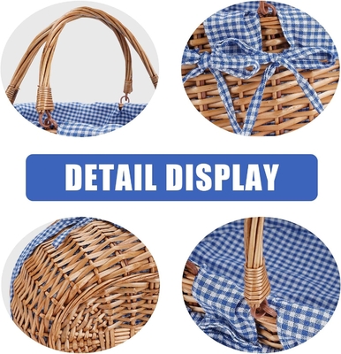 G GOOD GAIN डबल फोल्डिंग हैंडल के साथ Wicker पिकनिक टोकरी, विलो पिकनिक हैमर, प्राकृतिक हाथ बुना ईस्टर टोकरी,