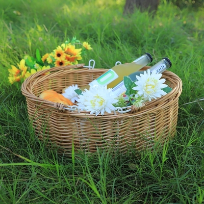 हैंडल के साथ wicker पिकनिक टोकरी.Kingwillow. (प्राकृतिक)