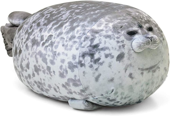 MerryXD Chubby Blob सील तकिया, भरवां कपास प्लश पशु खिलौना प्यारा सागर मध्यम ((17.6 इंच)