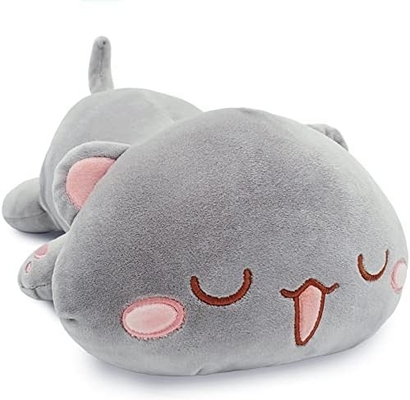 Onsoyours Cute Kitten Plush Toy 25.5&quot; Stuffed Animal Pet Kitty Soft Anime Cat Large Plush Pillow for Kids (व्हाइट ए, 25.)5