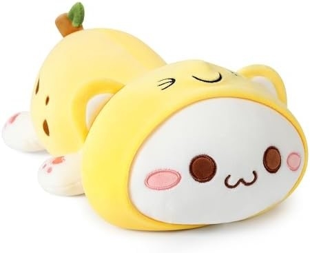 Onsoyours Cute Kitten Plush Toy 25.5&quot; Stuffed Animal Pet Kitty Soft Anime Cat Large Plush Pillow for Kids (व्हाइट ए, 25.)5