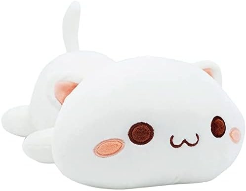 Onsoyours Cute Kitten Plush Toy 25.5&quot; Stuffed Animal Pet Kitty Soft Anime Cat Large Plush Pillow for Kids (व्हाइट ए, 25.)5