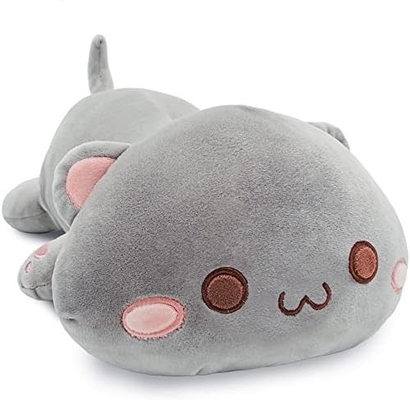 Onsoyours Cute Kitten Plush Toy 25.5&quot; Stuffed Animal Pet Kitty Soft Anime Cat Large Plush Pillow for Kids (व्हाइट ए, 25.)5