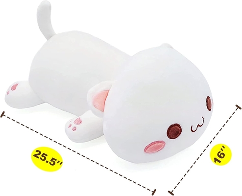 Onsoyours Cute Kitten Plush Toy 25.5&quot; Stuffed Animal Pet Kitty Soft Anime Cat Large Plush Pillow for Kids (व्हाइट ए, 25.)5