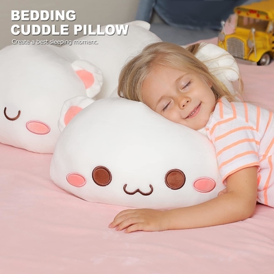 Onsoyours Cute Kitten Plush Toy 25.5&quot; Stuffed Animal Pet Kitty Soft Anime Cat Large Plush Pillow for Kids (व्हाइट ए, 25.)5