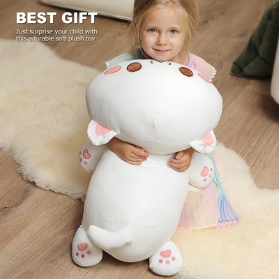 Onsoyours Cute Kitten Plush Toy 25.5&quot; Stuffed Animal Pet Kitty Soft Anime Cat Large Plush Pillow for Kids (व्हाइट ए, 25.)5
