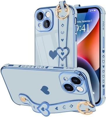 iPhone 12 प्रो प्यारा प्यार-दिल Plating स्ट्रैप फोन कवर महिलाओं के लिए लड़कियों के लिए ब्लिंग सिलिकॉन कैमरा लेंस सुरक्षा बंपर