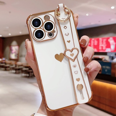 iPhone 12 प्रो प्यारा प्यार-दिल Plating स्ट्रैप फोन कवर महिलाओं के लिए लड़कियों के लिए ब्लिंग सिलिकॉन कैमरा लेंस सुरक्षा बंपर
