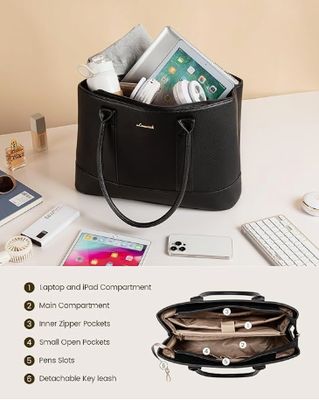 Laptop Bag for Women, Computer Work Tote Bag, Business Shoulder Handbag, Office Briefcase for Gift, Travel, Teacher