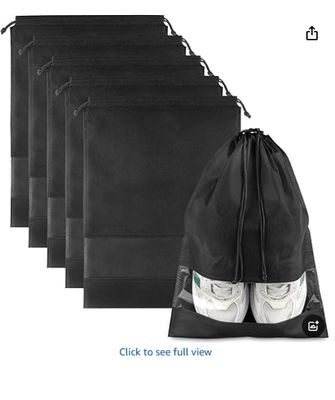 Large Travel Shoe Bags - 5 Pcs with Clear Window, Non-Woven Drawstring, 12.6" X 17.3" for Men Women