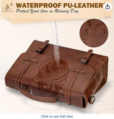 RAINSMORE पुरुषों का मैसेंजर बैग 17 इंच वाटरप्रूफ विंटेज लेदर लैपटॉप ब्रीफकेस बड़ा लैपटॉप बैग सैटल बैग ऑफिस बिजनेस ट्रैवल कॉलेज के लिए कंप्यूटर शोल्डर बैग