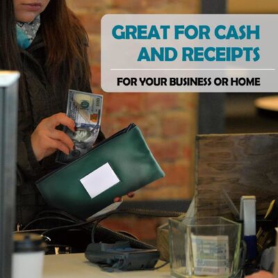 Money Bags with Zipper for Cash | 11.25" x 6.25" | 7 Colors | Bank Deposit Bags, Cash Pouches with Zipper, Cash Register bag