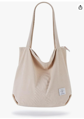 KALIDI महिला Corduroy Tote Bag Zipper Casual Tote का हैंडबैग बड़ी क्षमता का Shoulder Bag जेब के साथ